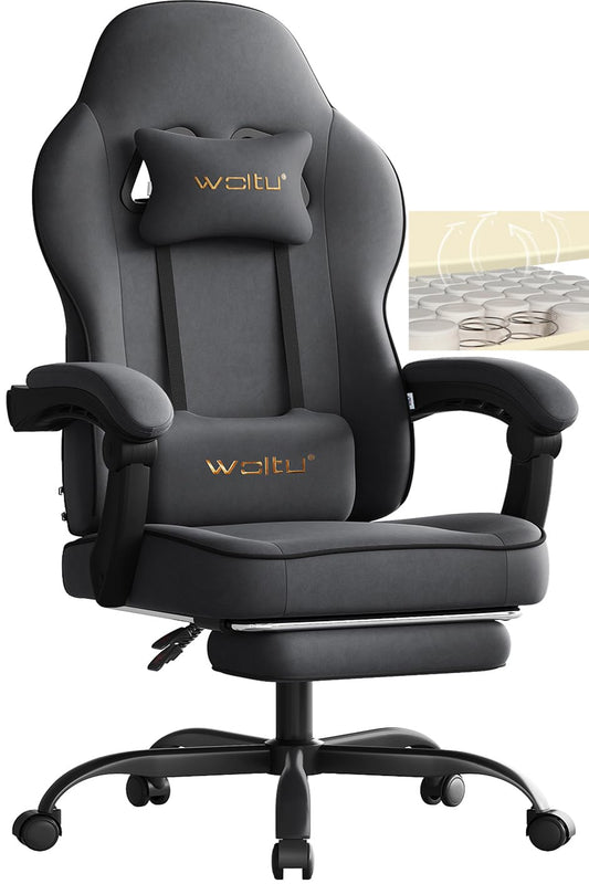 WOLTU Gaming Stuhl Ergonomisch mit Fußstütze Grau GS10gr