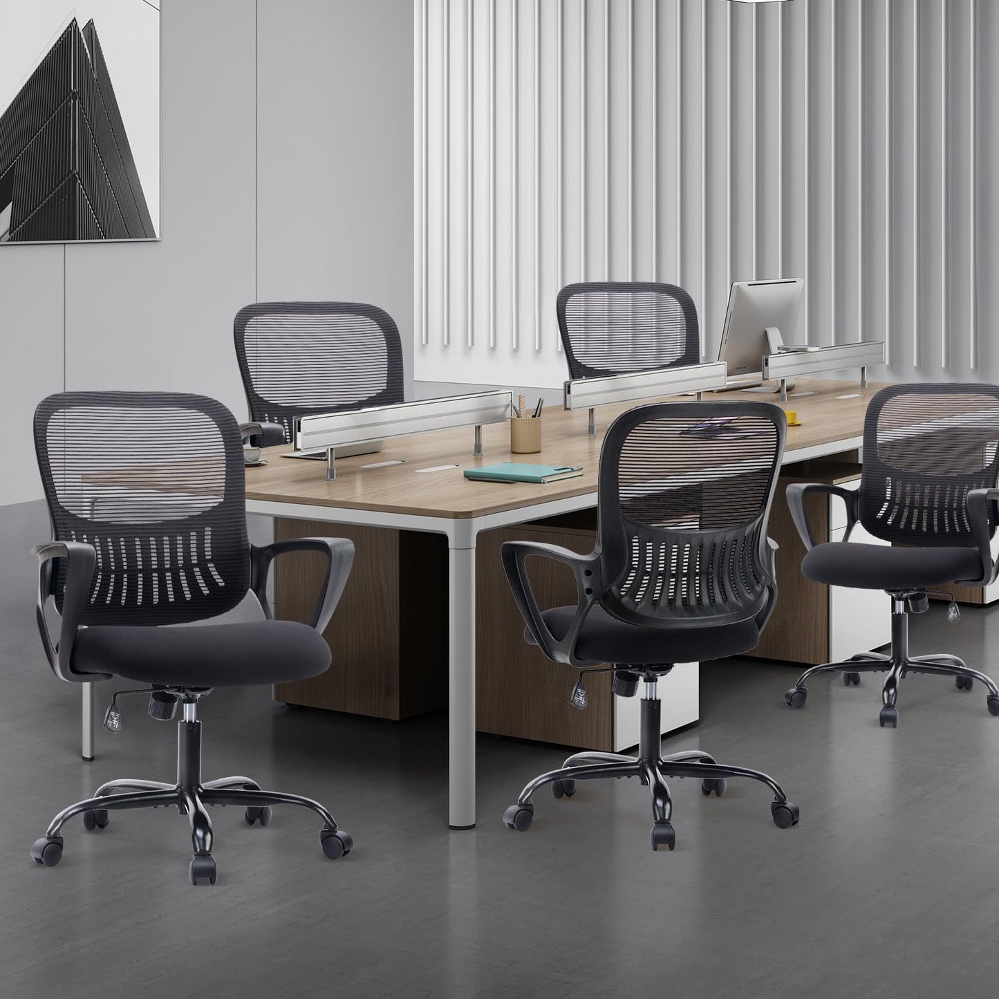 DUMOS Bürostuhl Ergonomisch Schreibtischstuhl mit Lendenwirbelstütze Verstellbaren Armlehnen Drehstuhl Höhenverstellbarer Office Chair Bürostühle Geeignet für Büro und Schlafzimmer(Schwarz)
