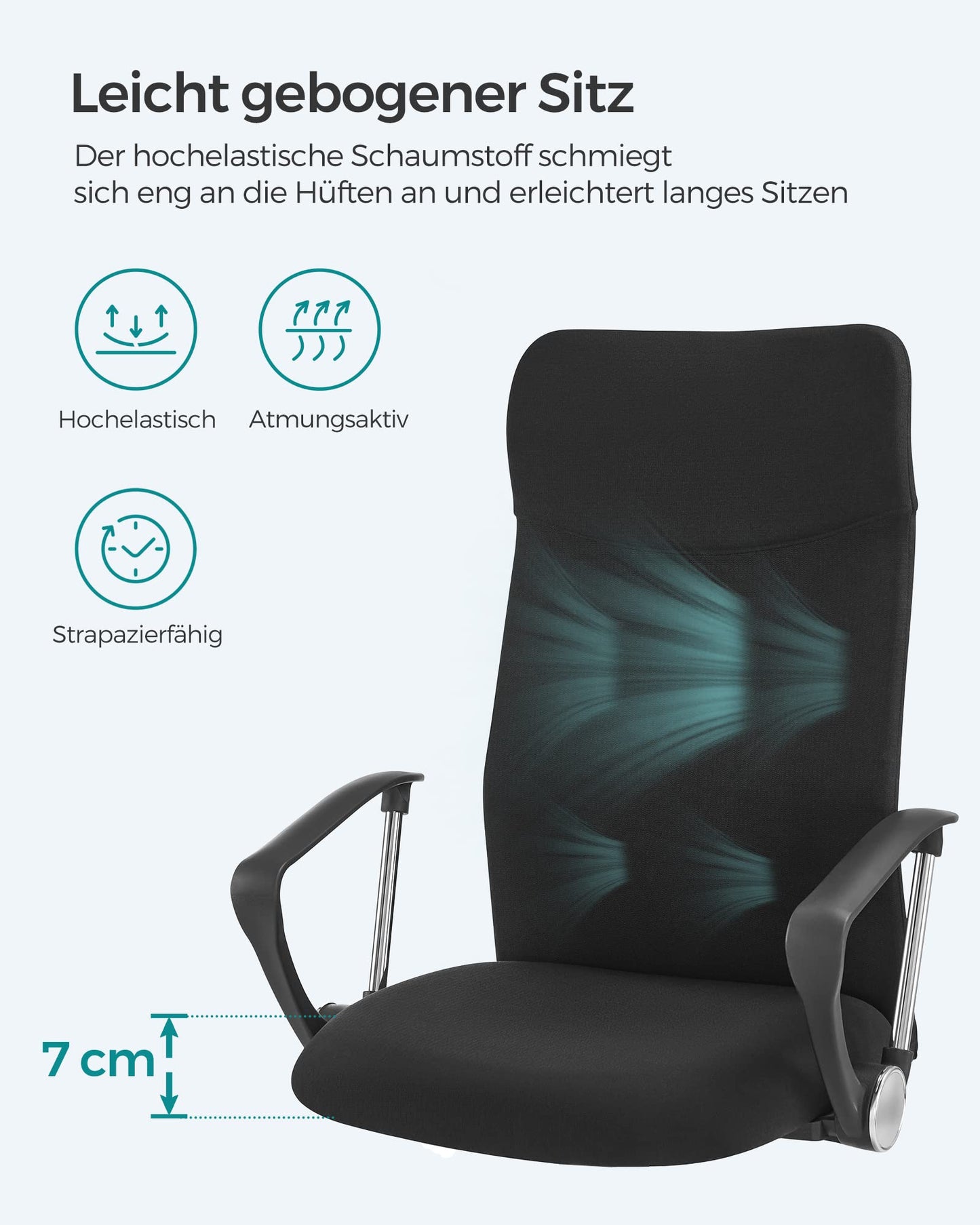 SONGMICS Ergonomischer Bürostuhl Schwarz OBN034B01